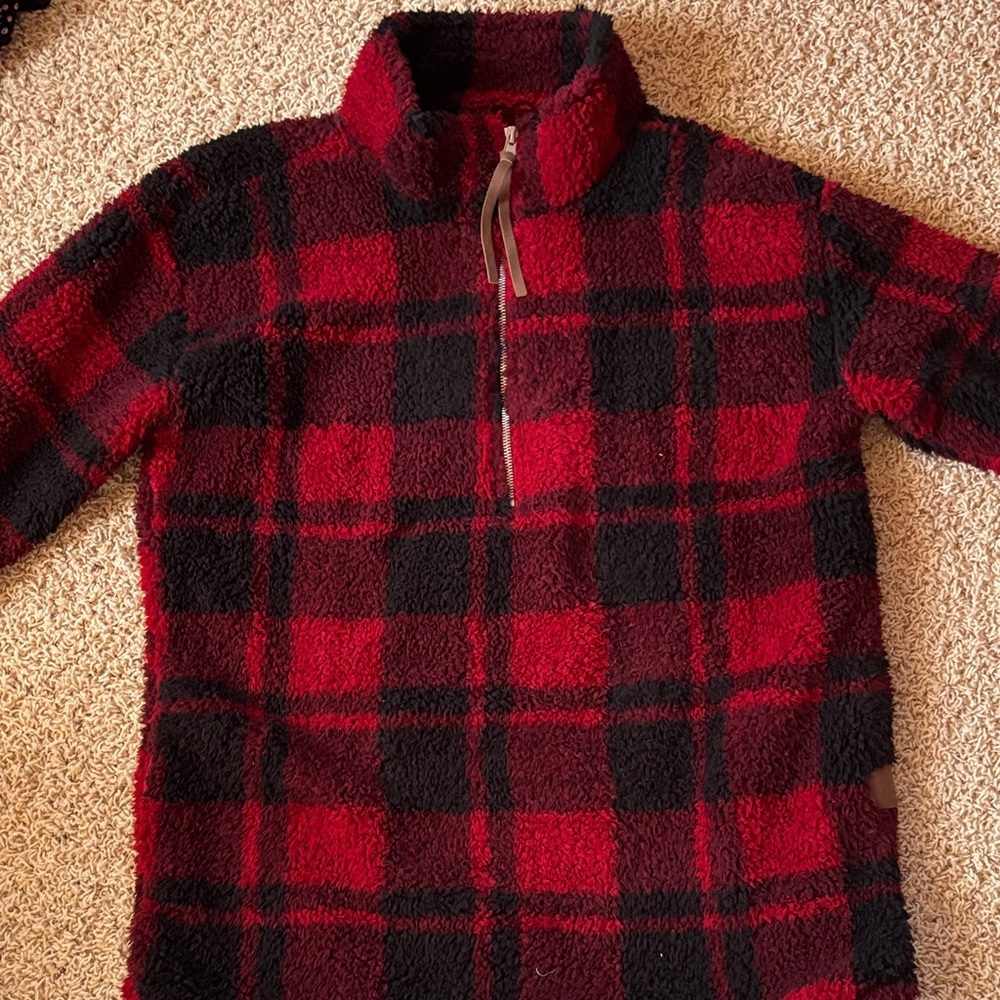 Maurices Red and Black Plaid Sweater